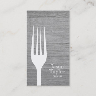 Koch Catering Restaurant Food Fork Logo Grau Wood Visitenkarte