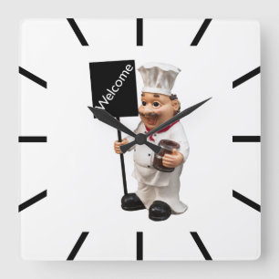 Koch Cook - WELCOME Menükarte Quadratische Wanduhr