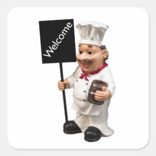 Koch Cook - WELCOME Menükarte Quadratischer Aufkleber