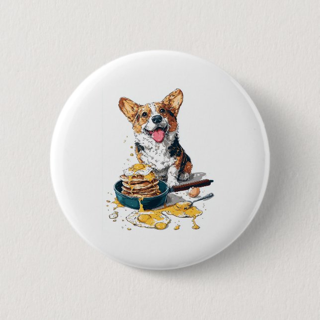 Koch Corgi - Funny Cooking Dog Button (Vorderseite)