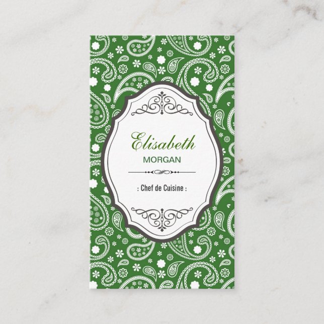 Koch de Cuisine - Retro Paisley Pattern Visitenkarte (Vorderseite)