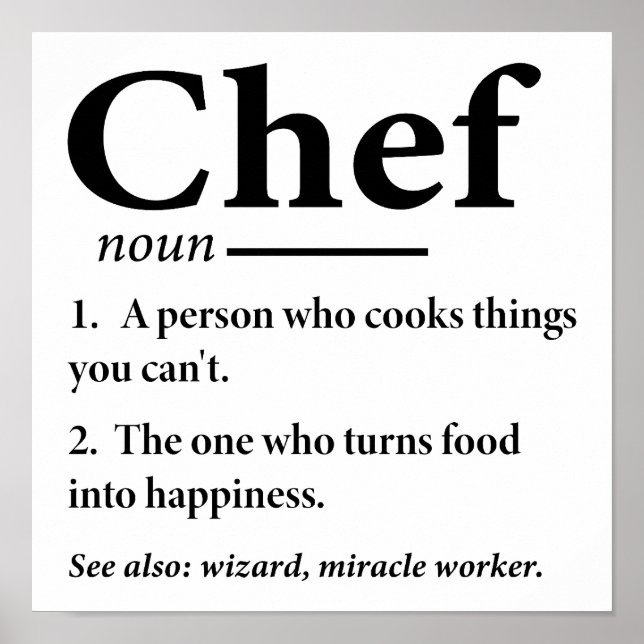 Koch Definition Funny Cooking Koch Poster (Vorne)
