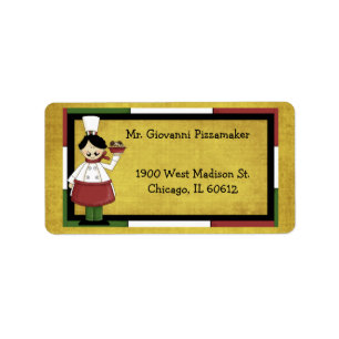 Koch, der Spaghetti serviert Adressaufkleber