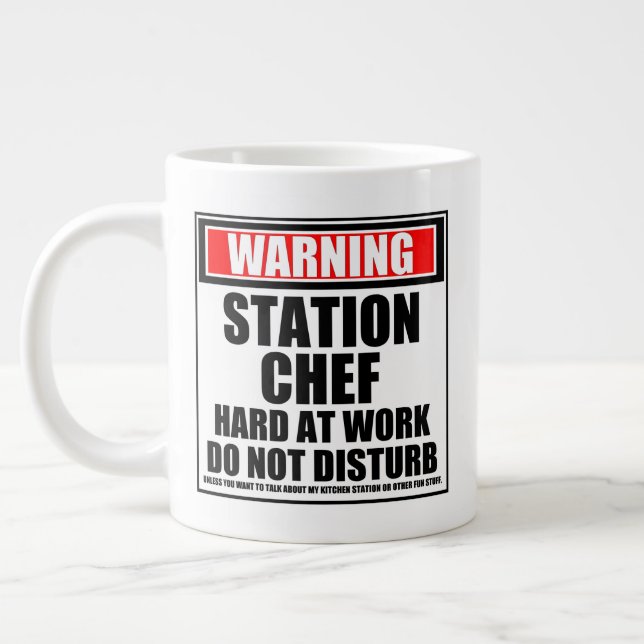 Koch der Warnstation am Arbeitsplatz stören nicht Jumbo-Tasse (Links)