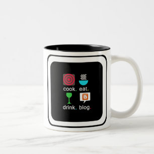 "Koch. Essen Sie. Getränk. Blog." Zwei-Ton Tasse
