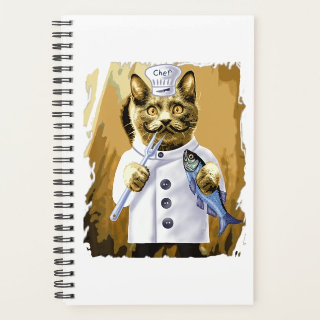 Koch Funny Cat Kulinarisches Cooking Guru Küche Planer (Vorderseite)