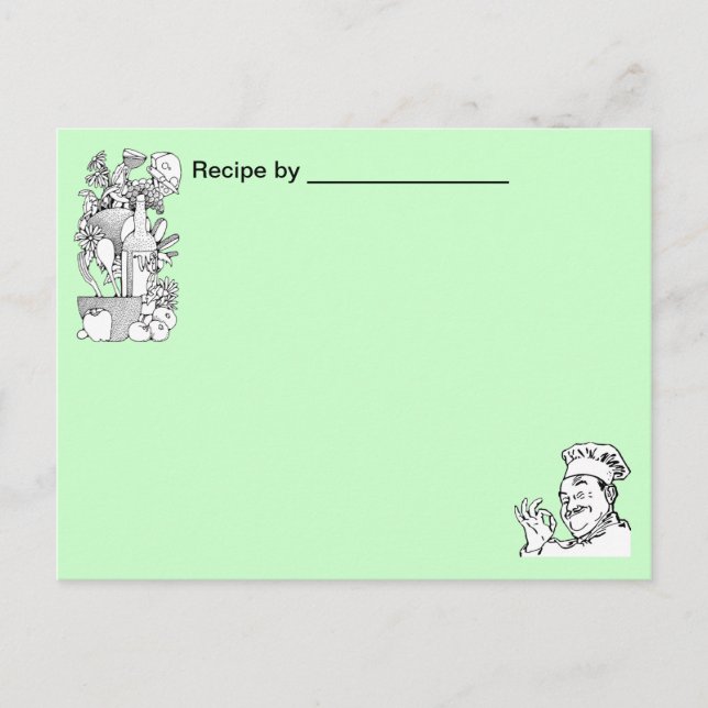 Koch genehmigte Lebensmittelrezeptkarte Postkarte (Vorderseite)