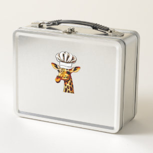 Koch Giraffe - Niedliche Giraffe in einem Koch-Hut Metall Brotdose