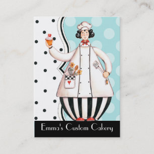 Koch Girl Cupcake Business Card - Schwarze Haare Visitenkarte