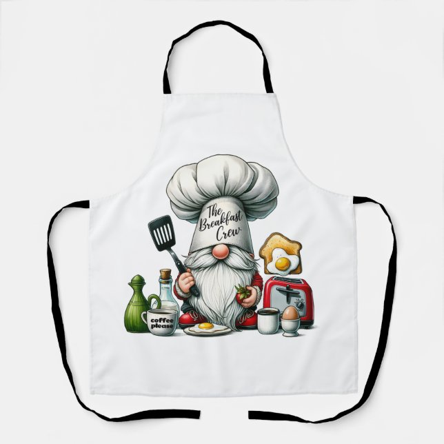 Koch Gnome Die Crew zum Frühstück Schürze (Vorderseite)