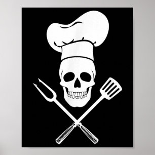 Koch Hat Cook Skull Kitchen Grillen Barbecue Tools Poster