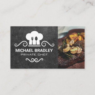 Koch Hat Fork Knife Steak Business Card Visitenkarte