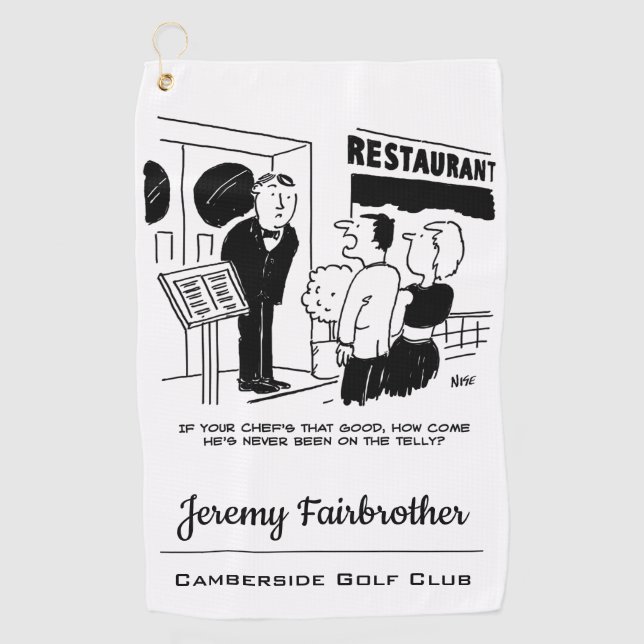 Koch im Restaurant nicht im Cartoon Golfhandtuch (Vorderseite)