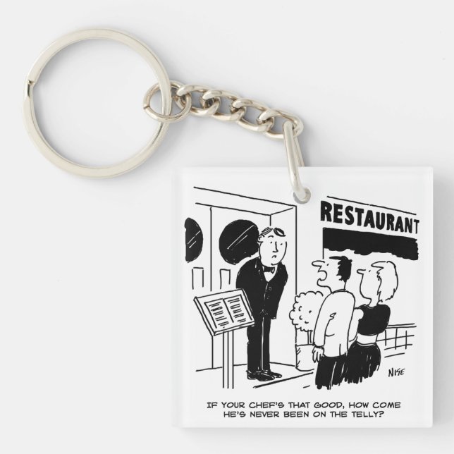 Koch im Restaurant nicht im Cartoon Schlüsselanhänger (Vorderseite)