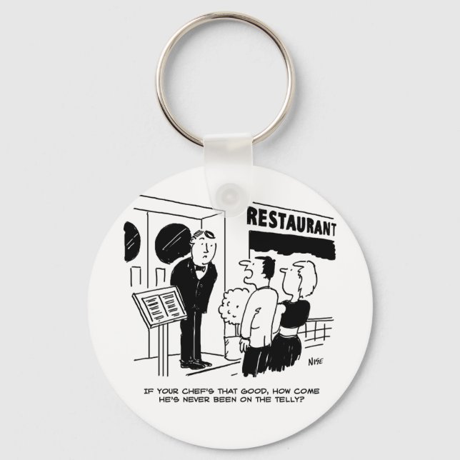 Koch im Restaurant nicht im Cartoon Schlüsselanhänger (Vorderseite)