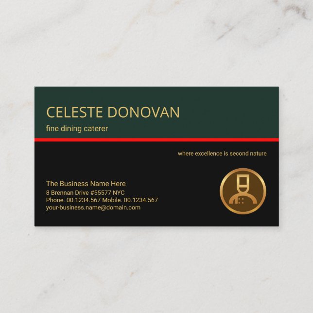 Koch im Restaurant Retro Layer Red Line Visitenkarte (Vorderseite)