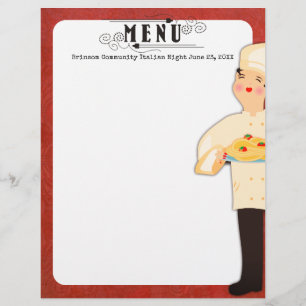 Koch Italienische Pasta Spaghetti Menü Letterhead