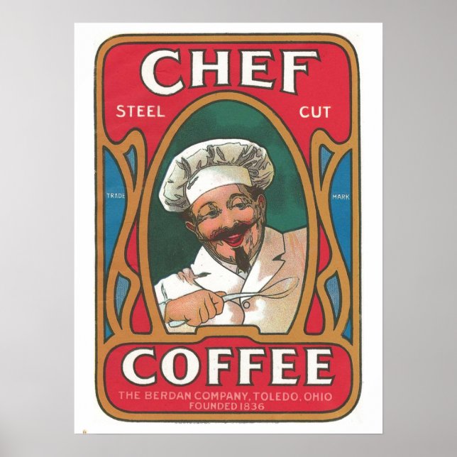 Koch Kaffee Vintage Jugendstil-Küche Poster (Vorne)
