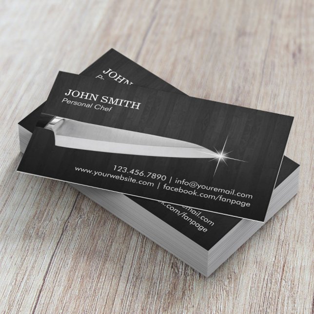 Koch Knife Catering Restaurant Elegan Dark Wood Visitenkarte (Von Creator hochgeladen)