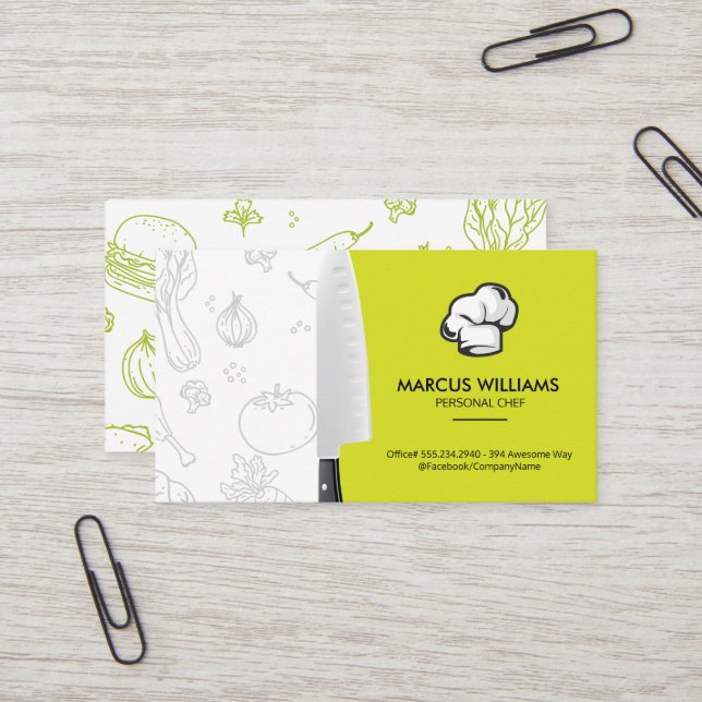 Koch Knife | Chef Hat Visitenkarte (Vorderseite/Rückseite Beispiel)