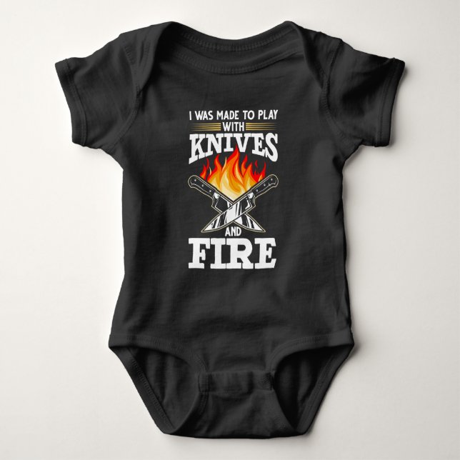 Koch Knife Cooking Sprichwort Lover Baby Strampler (Vorderseite)