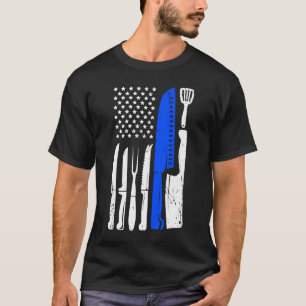 Koch Knife Flag USA Patriotische Kochflagge T-Shirt