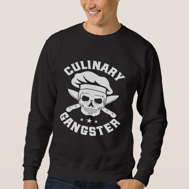 Koch Knife Skull Gangster Kulinarischer Gangster Sweatshirt (Vorderseite)