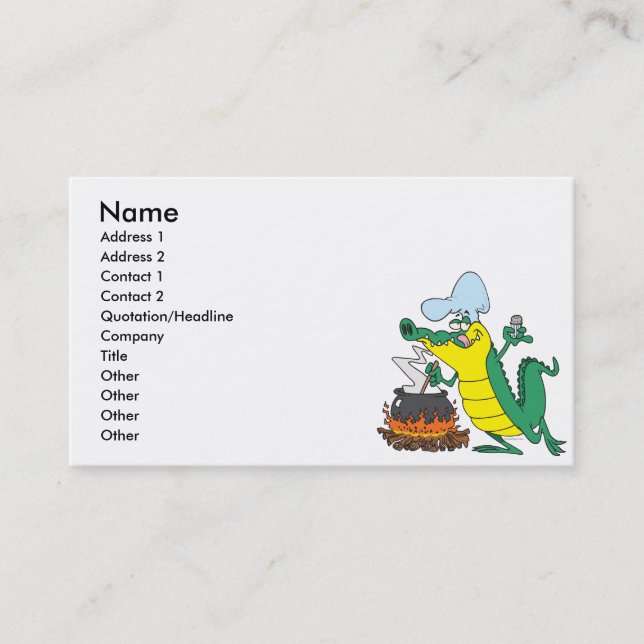 Koch-Kochgerät Alligator Cartoon Visitenkarte (Vorderseite)