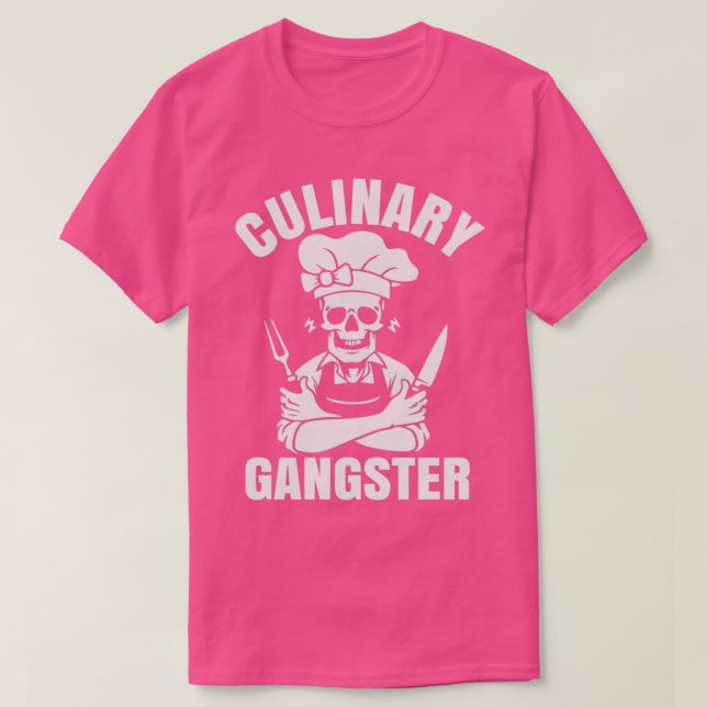 Koch Kulinarischer Gangster Kochtopf und Messer T-Shirt (Design vorne)