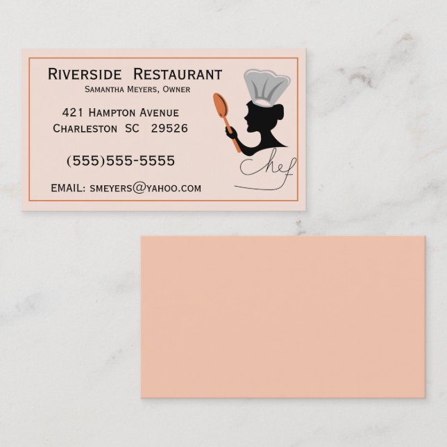 Koch Lady Silhouette Business Cards Visitenkarte (Vorne/Hinten)