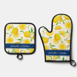 Koch mediterrane Aquarellfarben Ofenhandschuh & Topflappen-Set