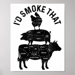 Koch Metzger Grillen ich rauchen, dass Schweinefle Poster