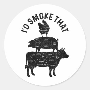 Koch Metzger Grillen ich rauchen, dass Schweinefle Runder Aufkleber