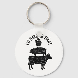 Koch Metzger Grillen ich rauchen, dass Schweinefle Schlüsselanhänger
