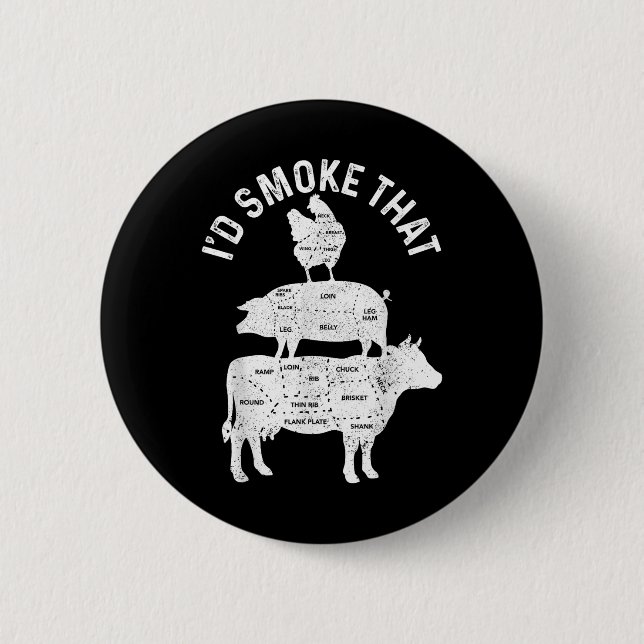 Koch Metzger Grillen Id rauchen, dass Schweineflei Button (Vorderseite)