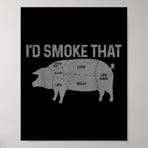 Koch Metzger Grillen Id rauchen, dass Schweineflei Poster
