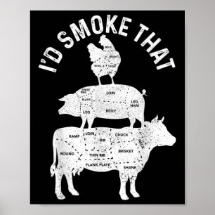 Koch Metzger Grillen Id rauchen, dass Schweineflei Poster