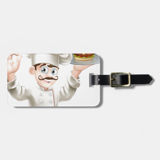 Koch mit Burger Gepäckanhänger (Vorderseite horizontal)
