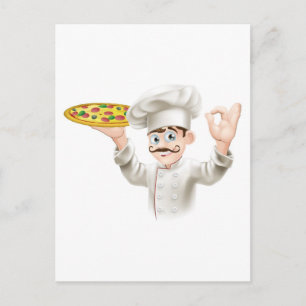 Koch mit einer köstlichen Pizza Postkarte