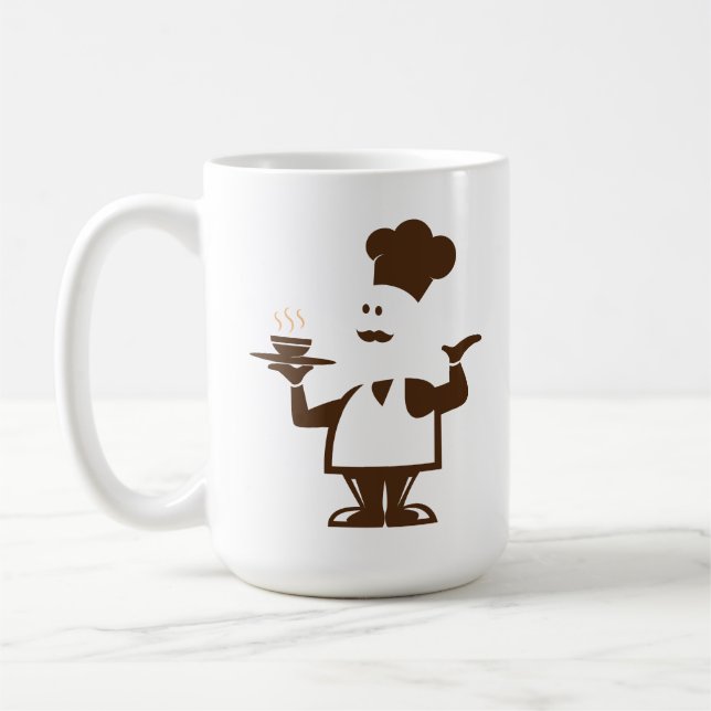 Koch mit einer Schüssel Suppe Kaffeetasse (Links)