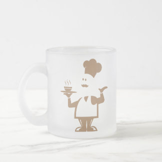 Koch mit einer Schüssel Suppe Mattglastasse