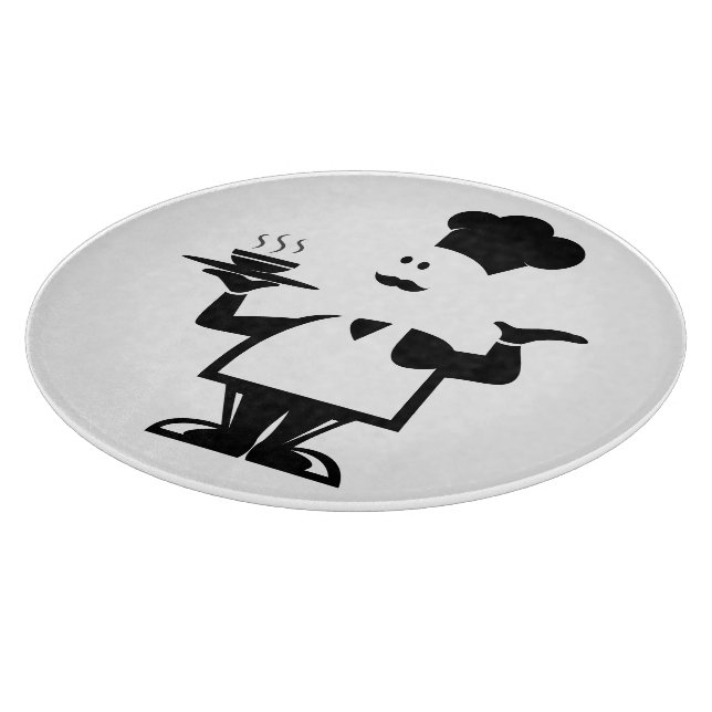 Koch mit einer Schüssel Suppe Schneidebrett (Ecke)