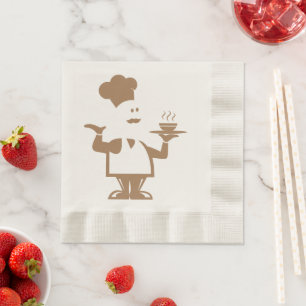 Koch mit einer Schüssel Suppe Serviette
