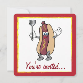 Koch mit Hot Dog Einladung