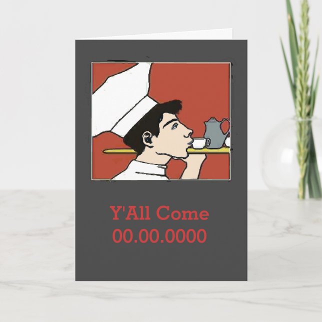 Koch mit Kaffee, Text hinzufügen Einladung (Vorderseite)