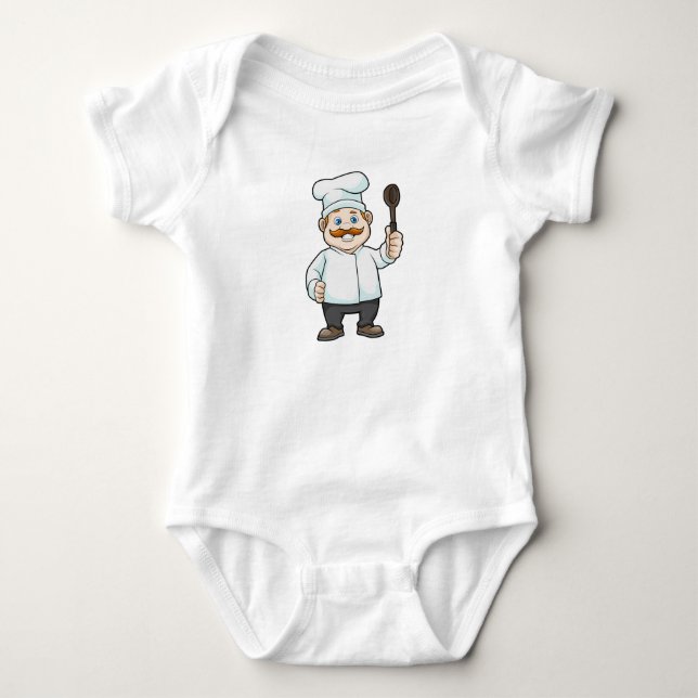 Koch mit Koch Hut & Soup Löffel Baby Strampler (Vorderseite)