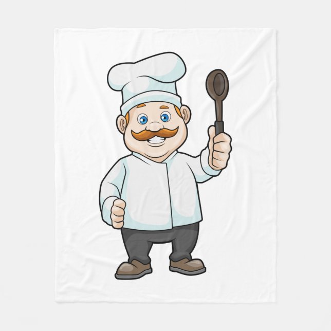 Koch mit Koch Hut & Soup Löffel Fleecedecke (Vorderseite)