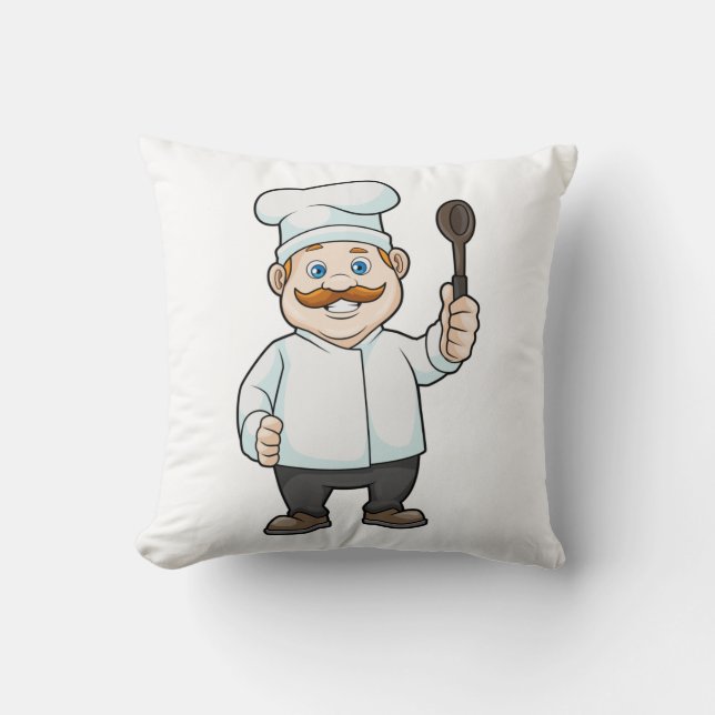 Koch mit Koch Hut & Soup Löffel Kissen (Vorderseite)