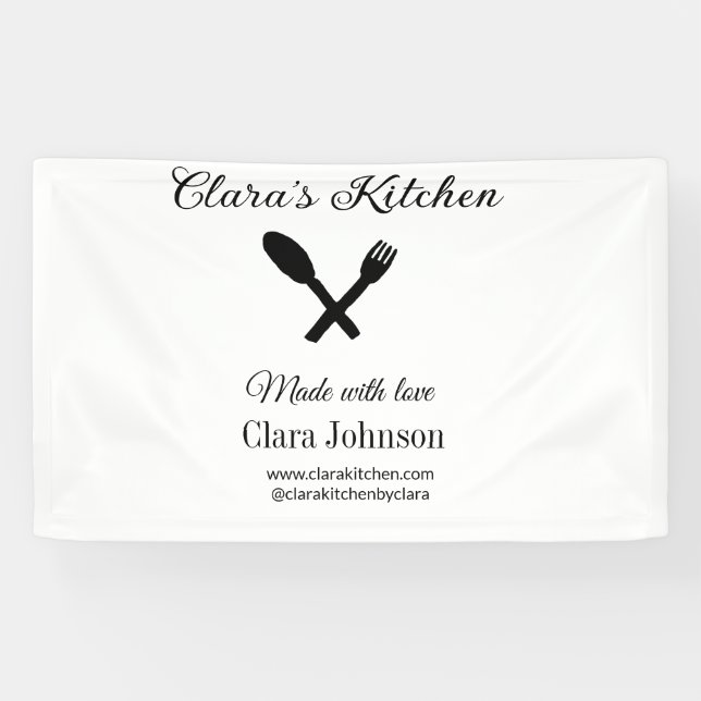 Koch mit Kochecke und Name des Restaurants Banner (Horizontal)