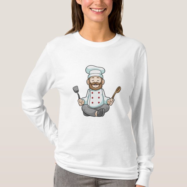 Koch mit Kochen Schürze bei Yoga T-Shirt (Vorderseite)